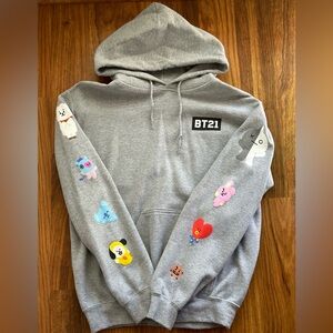 BT21 Hoodie Grey Fuzzy Inside